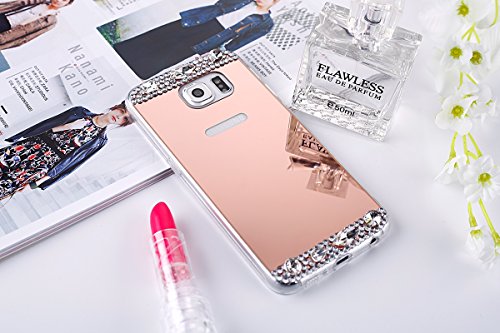 Galaxy S7 Hülle,Galaxy S7 Schutzhülle,Galaxy S7 Case,ikasus® [Bling Glitzer Kristall Strass Diamant Spiegel Hülle] Galaxy S7 Silikon Hülle,Glänzend Glitzer Kristall Strass Diamanten Überzug Mirror Spiegel Muster Stoßdämpfend TPU Silikon Schutz Handy Hülle Case Tasche Silikon Crystal Case Schutzhülle Etui Bumper für Samsung Galaxy S7 – Rose Gold - 8