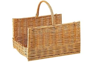 AUBRY GASPARD - Panier à Bûches Osier Buff Grand Modèle - Anse de Transport - Dimensions 50x38x50 cm - Léger et Robuste - Idéal Stockage Transport Bois - Design Naturel Élégant