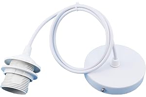 ETERSPR E27 Porte Lampe Suspension Avec Câble 1m - Pendentif Accessoires pour Bar, Café, Magasin de Vêtements, Maison, Hôtel (Blanc)