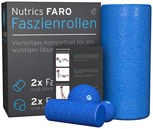 NUTRICS | FaRo Faszienrolle | Komplettset 4 Teilig inkl. Übungsanleitungen | Damen und Herren