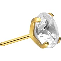 Titan Labret Piercing Mit Kristall – Push Fit, 7 Mm Stange, Für Ohr & Lippe