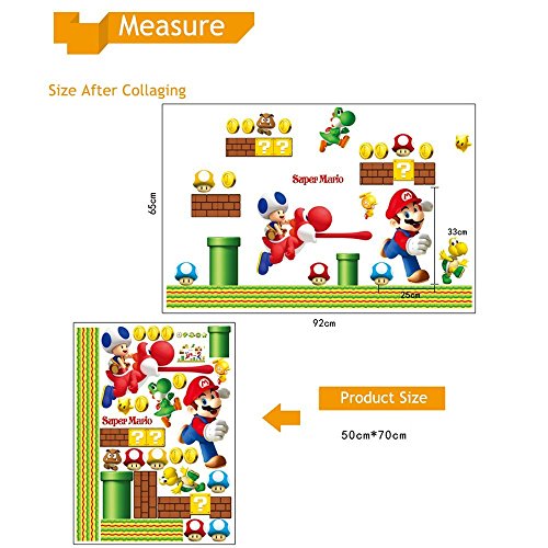 Addfun®Herausnehmbar Mauer Aufkleber Karikatur Super Mario - 7