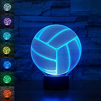 EONANT 3D Lamp, EONANT Lumières de Nuit 3D LED USB Touch avec 7 Lumières de Bureau D'illusion D'optique de Couleur pour la Décoration de Chambre D'enfants (Volley-ball)