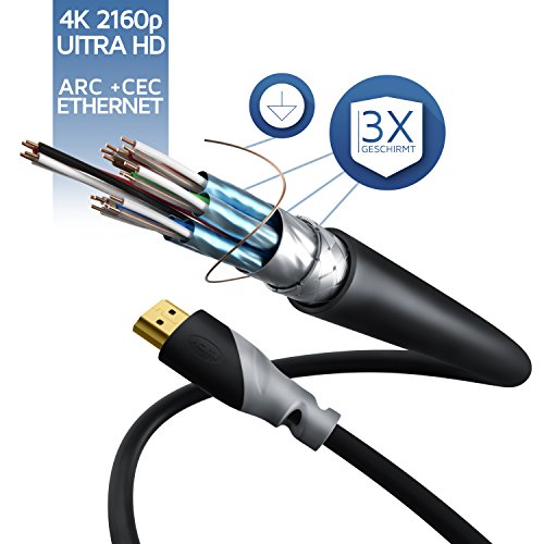 5m (Meter) – CSL – HQ Full HD Micro HDMI (Typ D) auf HDMI (Typ A) – vergoldetes (High Speed) HQ Micro HDMI Kabel 1.4 a mit ECHT 3D & Ethernet Unterstützung – Full HD / HD Ready / 3D – 1080p / 2160p / 4K (Ultra HD) - 3