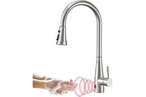 Yuanny bezdotykowy czujnik kranu kuchennego, armatura kuchenna z wyciąganą słuchawką, obracana o 360°, stal nierdzewna, 3 tryby, jednoręczna bateria do zlewozmywaka, wysokociśnieniowa bateria