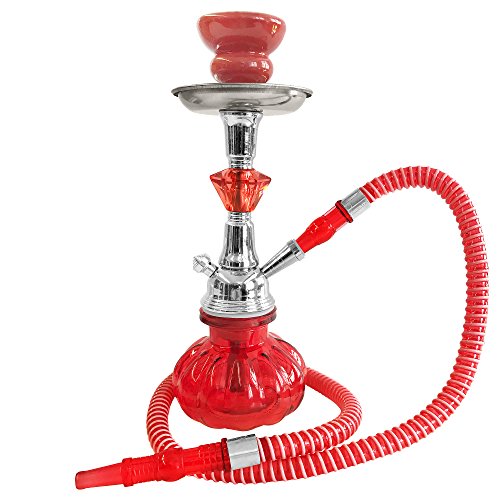 Mianova Orientalische Shisha inkl. Kohle, 5 Mundstücke und Zange – 25cm / Rot - 3