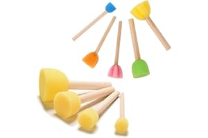 MERRQCHANG 27Pcs Kids Painting Sponge Brushes Early Learning Paint Tools with Hardwood Handles for Children Graffiti Art Craft Making DIY (Different Shapes)