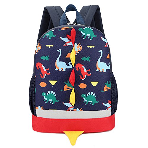 Kanpola Toddler School Bag for Boys Girls Kids Dinosaur Pattern Animals Backpack Shoulder Bags (Dark Blue)