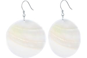 MicLee Fashion Damen Mädchen Weiße Muschel Ohrringe Ohrhänger 925 Sterling Silber 2,5cm/3,5cm Runde Ohrringe Kreative Fischhaken Ohrschmuck