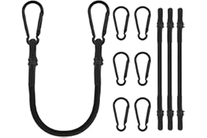 ADIWO Adios Corde Elastiche, 4 Corde Elastiche con Gancio, Cavi Elastici di Fissaggio per Trasporto in Gomma Elastica per Valigie, Ganci Cinghia Elastica per Tendalini, Teloni, Campeggio, Bagagli (30cm)