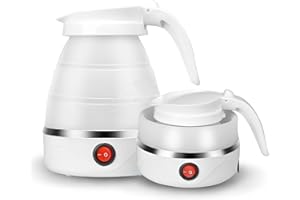 ZHSDUEWN Foldable Electric Kettle, Travel Camping Mini Portable Collapsible Kettle Camping Kettle Electric, Small Caravan Coffee Maker for Outdoor Hiking Bedroom (600ML)