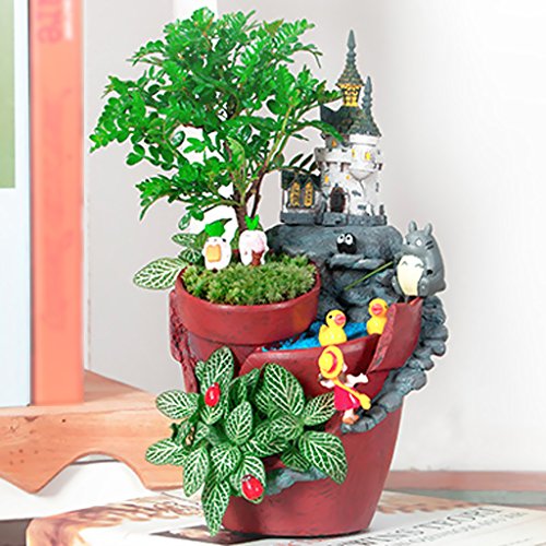 MagiDeal Mikro Landschaft Sukkulente Pflanzen kleine kreative Blume Topf Topflappen Gartengestaltung Schloss Form – Magie Schloss, 22 x 13 cm - 5