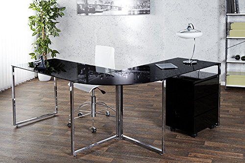 Zi-Line Black or White Office PC Workstation With Tempered Glass Tops & Chrome Finished Steel Frame (BLACK)