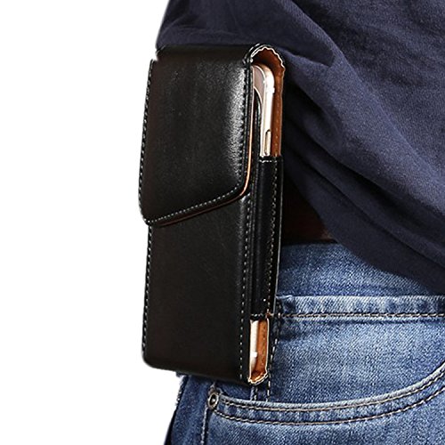 Nero Verticale 360 Degree Rotating in Pelle di QualitÃ  con Clip per Cintura, MisVoice Girevole Con Porta Carte di Credito, per Apple iPhone 7 Plus, Apple iPhone 6s/6 Plus ,Samsung Galaxy S6 EDGE Plus, Huawei Mate 8,Huawei Mate 7,Samsung S7 edge ,Galaxy S7 ,A8 A9 5.5 inch