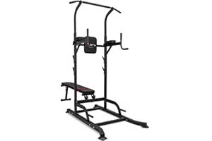 ‎BOUDECH BOUDECH Multifunktionale Fitness-Station Power Tower Chin-up Dip Station verstellbare Hantelbank für Klimmzüge, Bauchmuskeltraining.