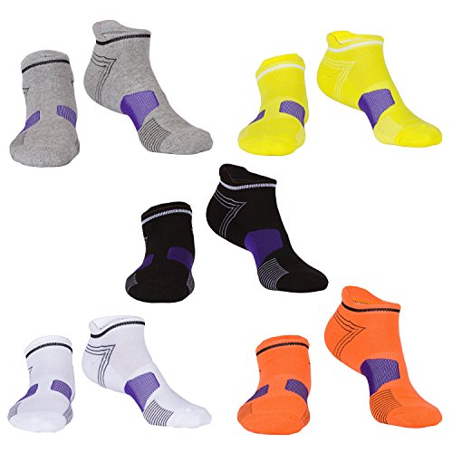 LIKERAINY 5 Pares Lightweight Low Cut Mujeres Hombres Bajos Cortos Calcetines de Corriendo Deporte Colorido Respirador Ventilado y Transpirable Acolchada Suela Elástico Talla (6-9 UK/39-42 EUR) Sport Socks Ideal para Ciclismo, Running, Triatlón, Rendimiento Unisexo