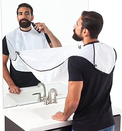 Professional Beard Shaving Bib Grooming Apron with Suction Cups White Color Foldable Sink Floor Clean Keeping