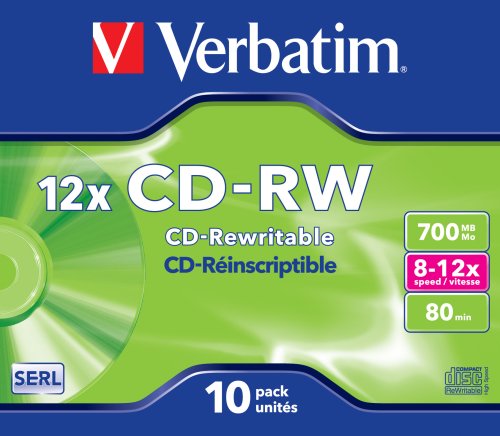 Verbatim CD RW Rewritable 700 MB Mo 8-12 x speed 80 Min. 10 pack - 3
