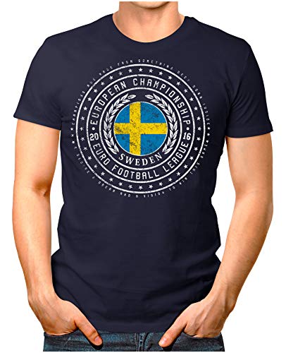 Legendary Items™ – Sweden – Herren T-Shirt Schweden Wappen Fußball Trikot EM WM Championship Vintage Navy XXL