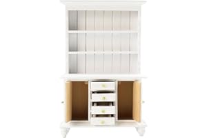 Coriver Casa de muñecas: gabinete en miniatura 1:12 con pantalla de 3 capas, estantería, aparador, cocina, cómoda