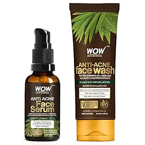 WOW Skin Science Anti Acne Kit - consist of Anti Acne Face Wash Tube + Anti Acne Face Serum - Net Vol. 130mL