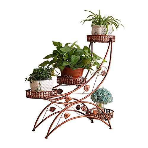 Preisvergleich Produktbild JHUEN Pflanzenstand, 4-stufiger Pflanzenständer aus Metall im Treppenstil, Gartenregal für große Blumentöpfe im Außenbereich, schwarz