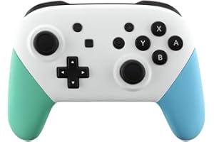 eXtremeRate White Faceplate Backplate Mint Green Heaven Blue Handles for Nintendo Switch Pro Controller, DIY Replacement Hand Grip Housing Shell Cover for Nintendo Switch Pro - Controller NOT Included