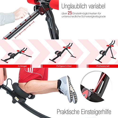 TESTSIEGER Sportstech BT300 Profi Bauchtrainer mit schwenkbarer Knieauflage für seitliche Bauchmuskeln, S-Form Schiene, 25 Einstellmöglichkeiten + Widerstandsbänder inkl. AB Shape Trainer für Sixpack - 6