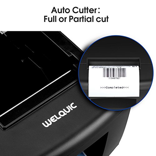 WELQUIC Impresora T  rmica del Recibo  Auto-Cort    Anchura de 80 mm s de la Velocidad de 300 mm  para Android   iOS   Windows   Linux y ESC POS  Puertos USB Serie Ethernet  Negro