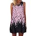 Produktbild Kleider Damen Sommer Elegant Knielang Festlich Hochzeit Rockabilly Vintage Boho ärmellose Strand Printed Short Mini Dress (Schwarz, M)