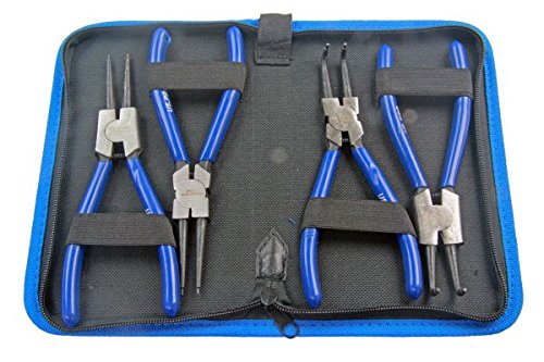 Bergen BER1724 Lot de 4 pinces à circlips livrées dans un étui en toile 18cm