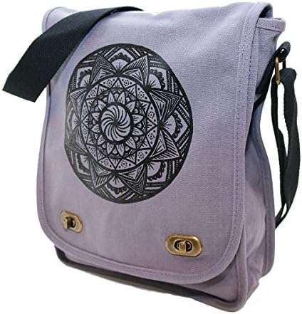 Emotional Mandala canvas crossbody shoulder bag (Lavender)