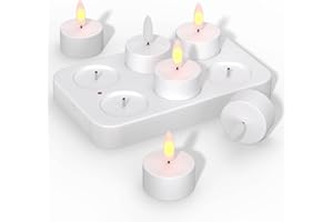 EXTSUD 6 sztuk podgrzewaczy LED, bezpłomieniowe świece ze stacją ładującą, ładowalne świece, płomienie migoczące, elektryczne, podgrzewacze, na stół, dekoracja do salonu