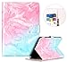 Produktbild iPad Pro 9.7 Hülle, iPad Pro 9.7 Leder Tasche Brieftasche Schutzhülle,Surakey iPad Pro 9.7 Smart Cover Tasche Marmor Serie Malerei Muster PU Lederhülle Flip Wallet Case im Bookstyle Cover Hüllen Lederhülle Schale Stand Ständer Etui Karten Slot Smart Shell Cover Schutzhülle Etui Tasche für iPad Pro 9.7 Zoll - Rosa Grün Marmor