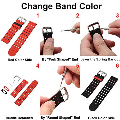 TRUMiRR 24mm Silicona Goma Banda de Reloj de Doble Lado Llevar Correa para Sony Smartwatch 2 SW2  Suunto Traverse  Otros Relojes con 24mm Lug