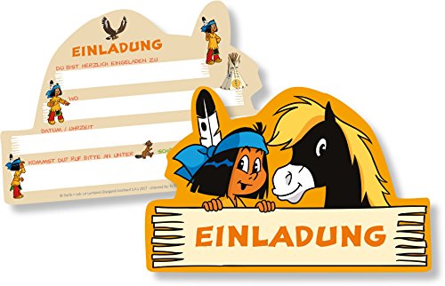 6 Einladungskarten * YAKARI * für Kinderparty und Kindergeburtstag von DH-Konzept // Indianer Indianerjunge Sioux Kleiner Donner Einladungen Invites Party Set - 2