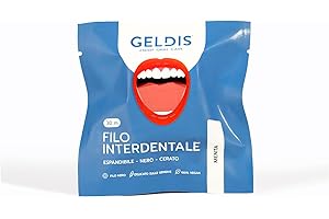GELDIS Filo Interdentale Espandibile Cerato Nero, 30m - Rimuove Placca, Tartaro e Residui di Cibo, Protezione Completa, Gengive Sane, 100% Vegan