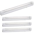 Britalia 4 Pack | White 6W T5 Ultraslim Fluorescent Under Cabinet Switched Striplight Fitting with Diffuser | 2 Metre Mains Cable & Fixing Kit Included | 266mm Length