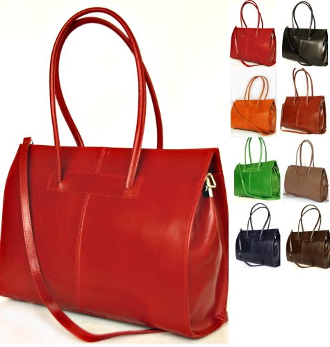 Leder Damen Business-   Akten-  Laptoptasche mit Schulterriemen Italy Mod 2026-p