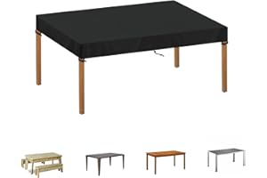 SIMPHAUS Funda Mesa Exterior Terraza Impermeable Plegable Jardín Anti-UV Muebles Tela Oxford 420D Resistente al Viento 120x70x15cm