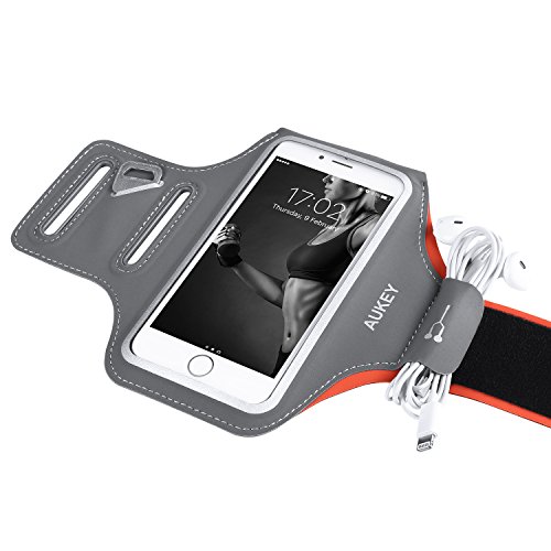 AUKEY Sportarmband Hülle iPhone 7 Schweißfest mit Schlüsselhalter für Laufen , Wandern , Rad Fahren , Gymnastik Fitness Armband für iPhone 6 / 6S , Samsung , HTC und andere Phones unter 5 Zoll ( Orange ) - 2