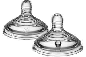 Tommee Tippee tétines pour biberon, Natural Start, débit lent, dès la naissance, en forme de sein pour une prise en bouche naturelle, lot de 2