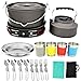 Produktbild TSSM Camping Kochgeschirr Kit Outdoor Tragbare Leichte Set Aluminium Antihaft Kochen für Wild Cookset Wandern Picknick und Trekking 3-4 Personen 22-TLG