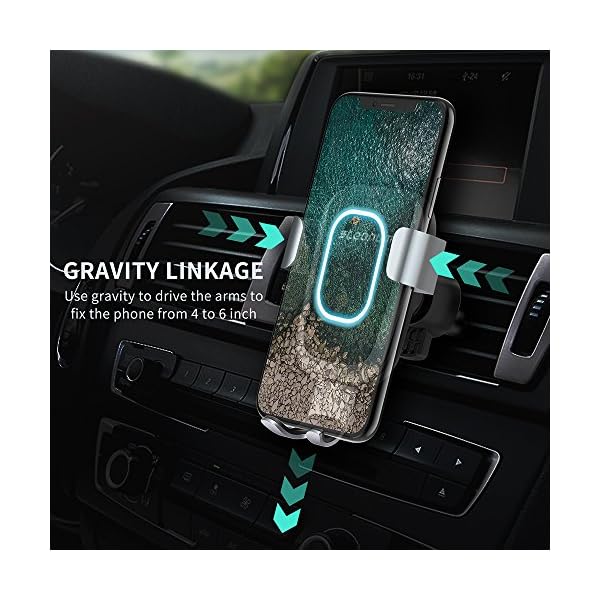steanum Qi Handy Halterung für Auto,Induktions Autohalterung Air Vent Phone Holder Kompatibel für iPhone 11 Pro Max/Xs Max/Xs/Xr/X/8/8Plus,Galaxy S9/S8//S7/S6,Note 5/8, Schwarz – Bild 3