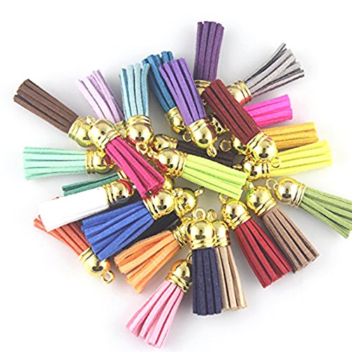 ROSENICE Tassel Keychain Leder Quasten Wildleder Quaste 4 CM für DIY Zubehör Artcraft 35 PCS - 2