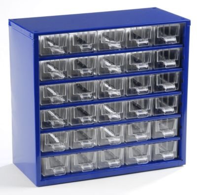 Schubladenmagazin, Schubladen glasklar – HxBxT 282 x 306 x 155 mm, 30 Schubladen Gehäuse tiefschwarz – Klarsichtmagazin Kleinteilemagazin Lagersystem Magazin Magazinschrank Schrank Schubladenmagazin Schubladenschrank Schubladensystem - 3