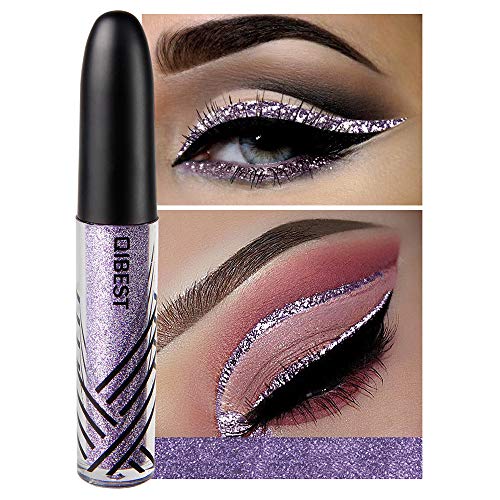 Glitter Liquid Eyeliner Waterproof Metallic Shiny Smoky Sparkling Makeup Eyeliner Eyeshadow Pen (Purple)
