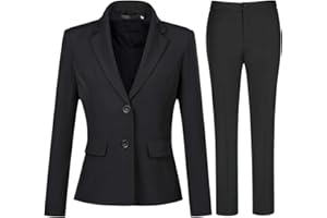 YYNUDA Women's 2-Piece Suit Office Blazer Trousers Two Buttons Formal Jacket