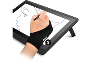 OTraki Lot de 2 Gants de Dessin pour Tablette Graphique Gant Artiste Anti-fouling Tissu Élastiques Gants à Deux Doigts pour Droitier Gaucher Pad Dessiner, Taille S (7x18.5cm)