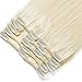 10"-22" 70g-110g Clip in 100% Remy Human Hair Extensions Blonde Full Head Real Straight 8 Pieces Standard Weft (10"-70g, #60 Platinum Blonde)
